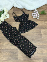 Pyjama Bustier pantalon noir et blanc 0013